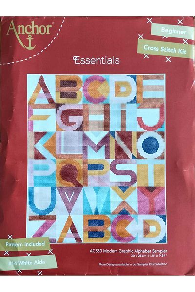 Anchor 30X25Cm Alphabet Patterned Cross Stitch Embroidery Kit