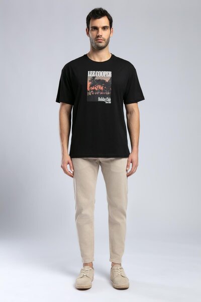 Lee Cooper Faina Men's 100% Cotton O-Neck T-Shirt Black
