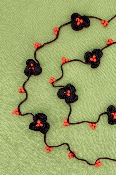nftart.design Beads and Embroidered Flowers - Handmade Glasses String Strap