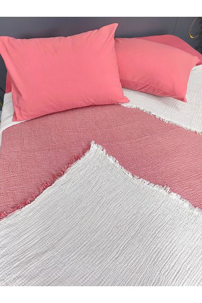 sarra 220X240 Double Muslin Bed Cover - Tile
