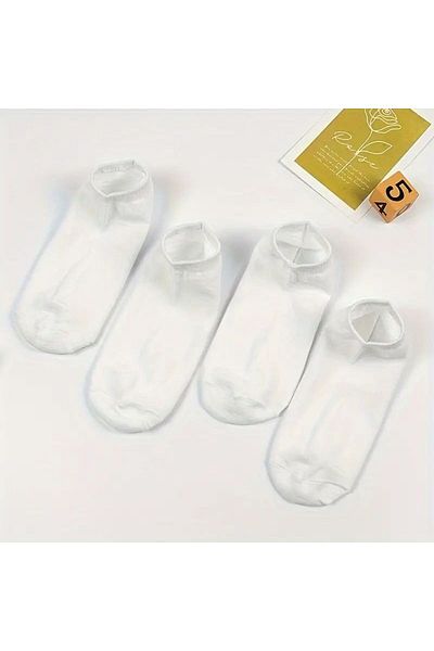 REYNBOO SOCKS 4 ζευγάρια ανδρικά απλά λευκά (χωρίς ραφή) μποτάκια αθλητικά παπούτσια Κάλτσες πλενόμενες μπότες κάλτσες