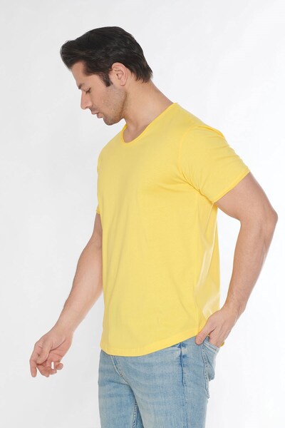 BlackHorn Men's Wide Neck 100% Cotton Loose T-Shirt