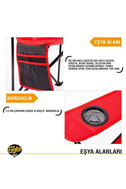 Funky Chairs V2 Kırmızı Lüks Kamp Sandalyesi Xl
