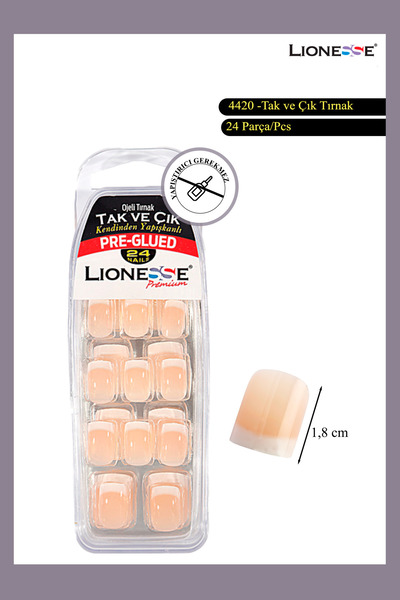 Lionesse Tak & Çık Tırnak 4420 - Kendinden Yapışkanlı , French Ojeli , 24'lü , Yapıştırıcı Gerektirmez