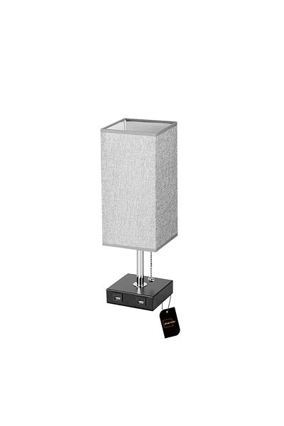 sharpdo مصباح طاولة بغطاء قماشي مزود بشاحن USB