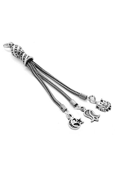 Tesbihane Ayyıldız-Arma-Lale Design Тройна камшичка 925 стерлингово сребро с пискюл 116000034