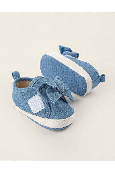 Ziddy Denim Trainers with Bow for Newborn Girls, Blue