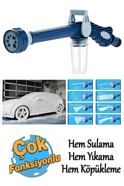 Badem10 Bahçe Sulama Araç Yıkama Köpürtme Tabancası 8 Fonksiyonlu Deterjan Ha...