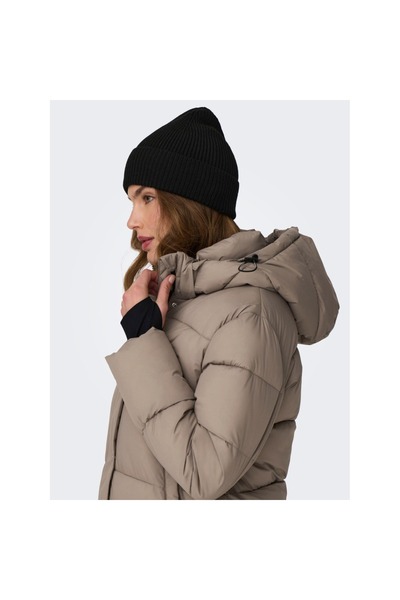 ONLY Дамско кафяво пухено палто с качулка Ann Premium Puffer X-long Otw