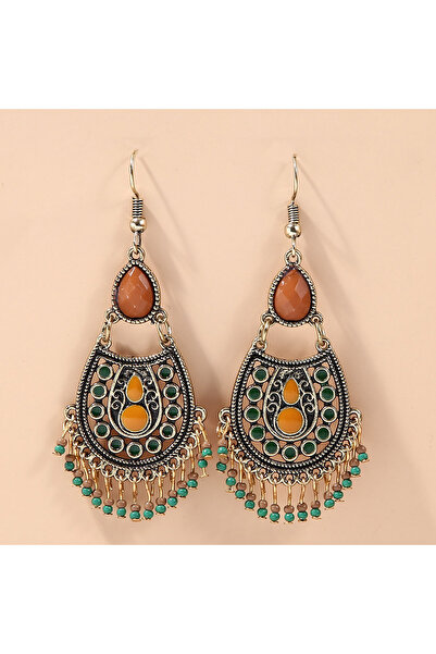 Choice ZT1141-Brown 2pcs Bohemian style long tassel rice beads women's pendan...