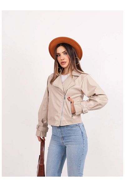 KURGAN TEKSTİL Γυναικείο δερμάτινο μπουφάν Oversize