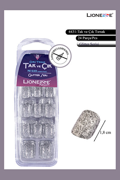 Lionesse Tak & Çık Tırnak Giltter 4431 – Kendinden Yapışkanlı, Ojeli, 24’lü, ...