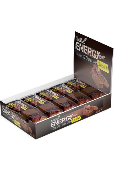 OptiTect Energy Bar, Oats & Dates With Chocolate, Muscle Growth, Box of 24 Pieces