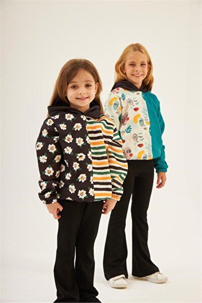 Hilal Akıncı Kids Hanorac cu glugă cu imprimeu albastru pentru fete