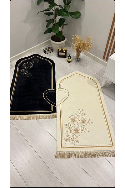 EMKSHOP Hearted Double Prayer Rug Set with Sık Special Woven Double Prayer Rug