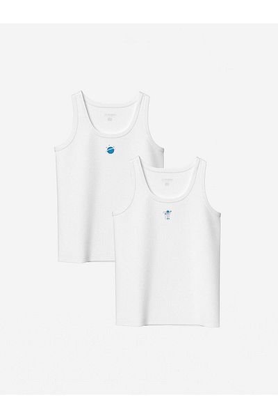 LC Waikiki White Crew Neck Boys Singlet 2-Piece (W4)