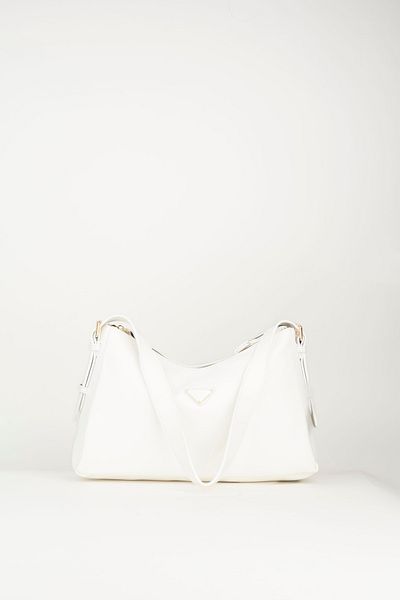 Vivaq Women's White Baguette Design Strap Lined Faux Leather Zipper Closure Hand and Shoulder Bag