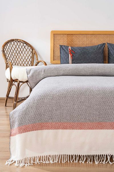 Rivaİstanbul Viva Ribbon Double Blanket Set 4 Piece Sleep & Dowry Set