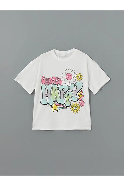 LC Waikiki LCW Kids White Crewneck Fete Copii Pijamale Top