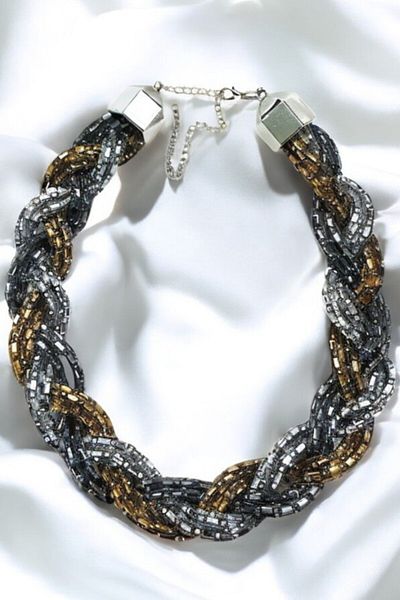 PETEK AKSESUAR Stone Shiny Knitted Necklace