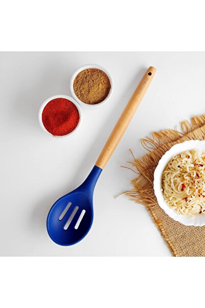 ROYALFORD RF10652 Silicone Slotted Spoon – Wooden Handle, Non-Scratch, Heat Resistant