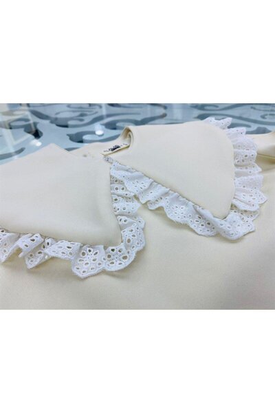 Hilal Akıncı Kids Bluză mobilă pentru fete, cu guler, cu detaliu brodat, set de 2 piese