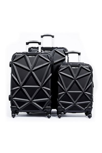 PARAJOHN Matrix Set of 3 ABS Hard Case Luggage Trolley Bags with 8 Spinner Wheels and Lock