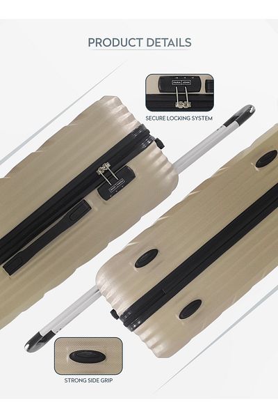 PARAJOHN Chevron Set of 3 ABS Hard Case Luggage Trolley Bag with 4 Spinner Wheels & Lock