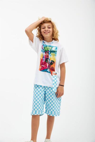 Hilal Akıncı Kids Dečački bicikl Štampano Sa kapuljačom majica Karirani trape...