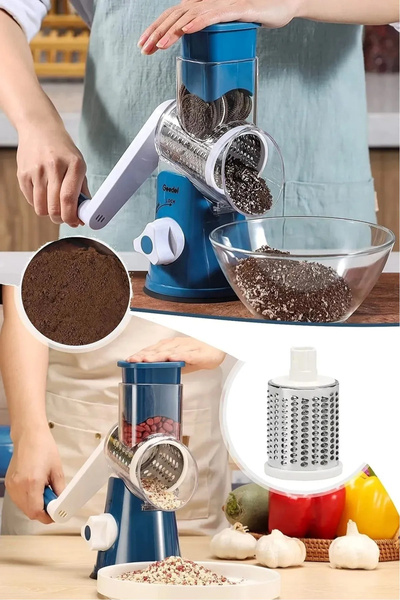 CMT 3 Bladed Handle Mill Vegetable Fruit Cheese Nut Slicer Chopper Grinder Grater Set