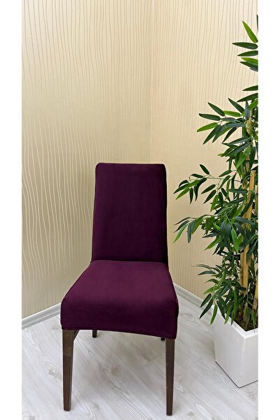 Sahaneev İtalyan Süet Kumaş Sandalye Kılıfı MÜRDÜM RENK (6 ADET)