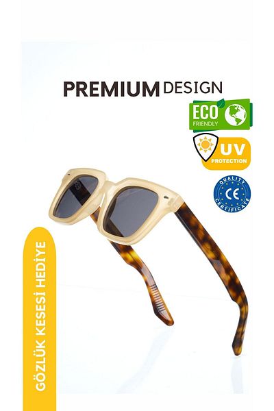 WATCHOFROYAL Royal Eyewear RE31105 - نظارة شمسية مستقطبة باللون الكريمي بنمط الفهد