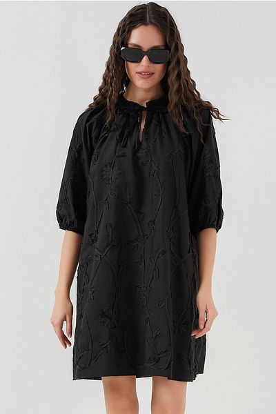 Bigdart Rochie scurtă cu model pentru femei 2528 - neagră