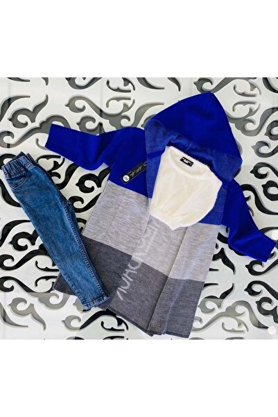 Hilal Akıncı Kids Κοριτσίστικο γραπτό πλεκτό Ζακέτα Crop πουλόβερ Τζιν παντελόνι 3 τεμαχίων