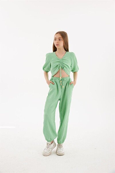 Hilal Akıncı Kids Devojčica Sa naborima bluza sa elastičnim strukom harem pan...