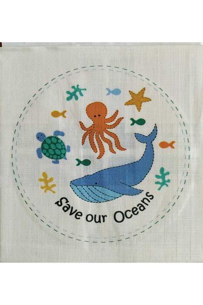 Anchor First Kit 18X18Cm Fish in the Ocean Patterned Embroidery Kit