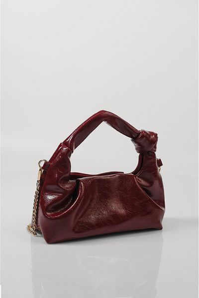 DENSİLA Women's Burgundy Mini Chain Hand and Shoulder Bag