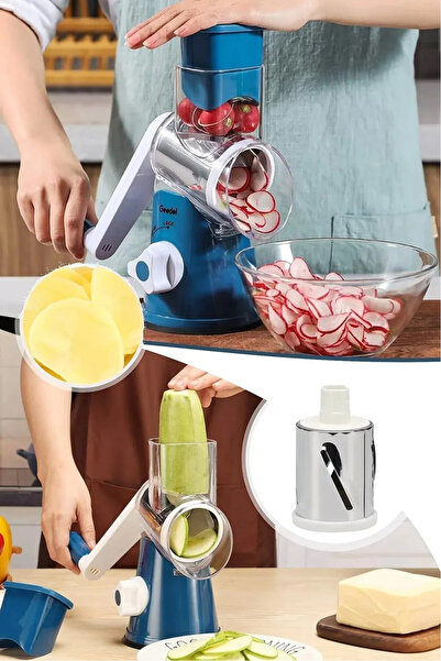 CMT 3 Bladed Handle Mill Vegetable Fruit Cheese Nut Slicer Chopper Grinder Grater Set