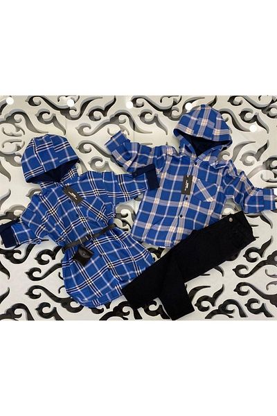 Hilal Akıncı Kids Cămașă cu glugă pentru băiat Pantaloni negri din Gabardină Set 2 piese
