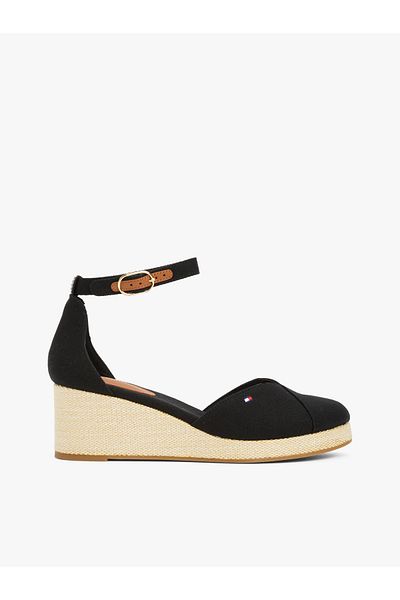 Tommy Hilfiger Flag Closed Toe Mid Wedge Espad Μαύρα γυναικεία σανδάλια FW0FW08657