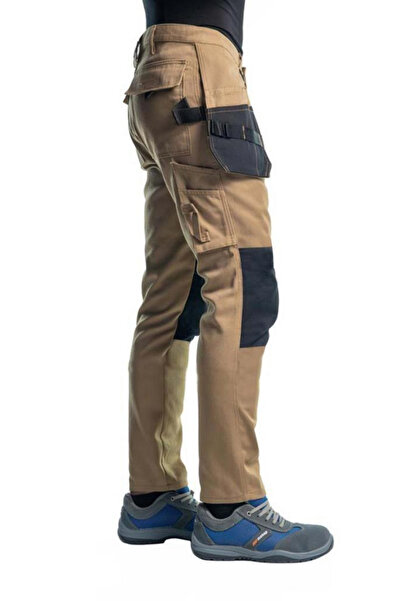 Şensel Reflektörlü Çok Cepli Iş Pantolonu, Bej-siyah -54e3057-