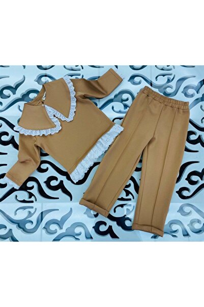 Hilal Akıncı Kids Комплект от 2 части за момиче с подвижна яка и бродиран детайл