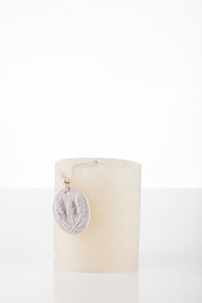 Missi 7x8 Ekru Lavanta Taşlı Mum