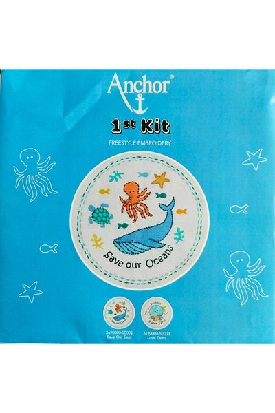 Anchor First Kit 18X18Cm Fish in the Ocean Patterned Embroidery Kit