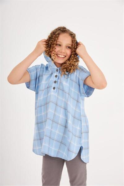 Hilal Akıncı Kids Дівчача кофта з капюшоном і короткими рукавами, сірі джинсові легінси, комплект із 2 предметів