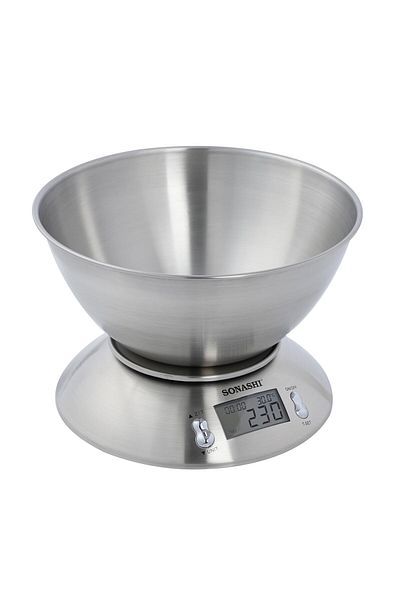 sonashi SKS-003 Kitchen Scale- Stainless steel bowl scale w/Alarm Timer, Temperature Indicator