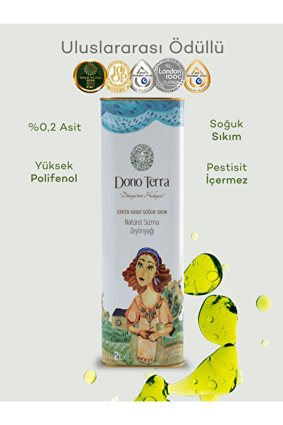 Dono Terra Erken Hasat Zeytinyağı - Trilye Erken Hasat Soğuk Sıkım Natürel Sı...