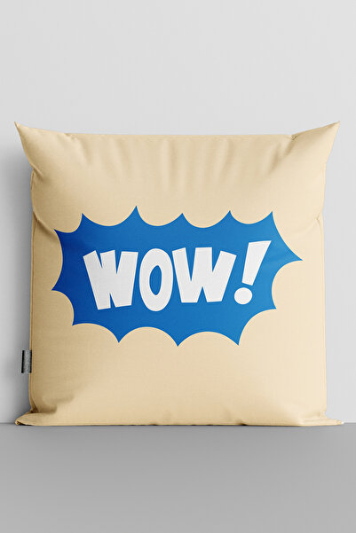 MUCİZE TEKSTİL Popart Wow Κάλυμμα μαξιλαριού με ψηφιακή εκτύπωση διπλής όψης-248