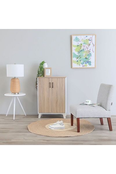 Danube Home خزانة أحذية بريما ذات بابين - أبيض/بلوط سونوما طول 60 × عرض 30 × ارتفاع 88 سم
