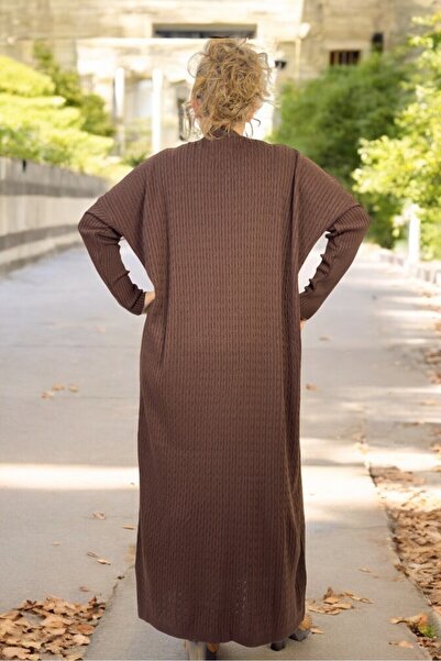 yagmurberen 100% Acrylic Hair Knitting Patterned Low Sleeve Cycling Collar Extra Large Size Knitting Dress